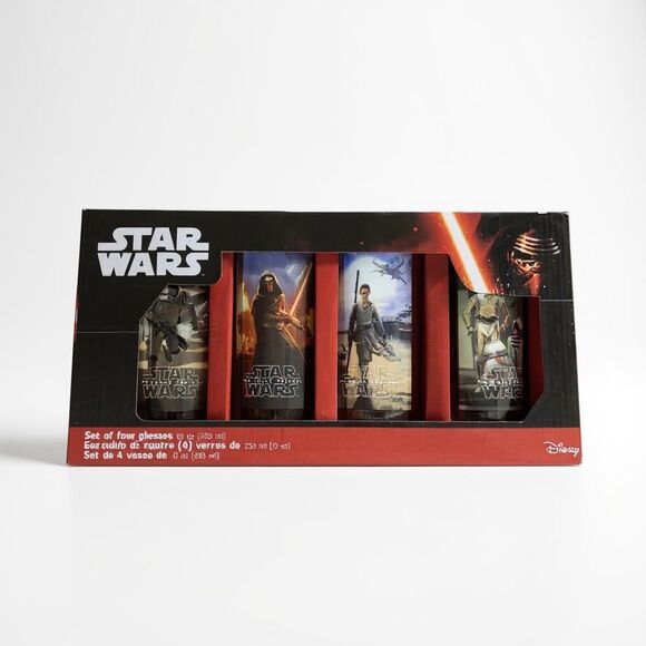 Disney Star Wars: The Force Awakens – Set of 4 Collectible 10oz Glasses New - Picture 1 of 8
